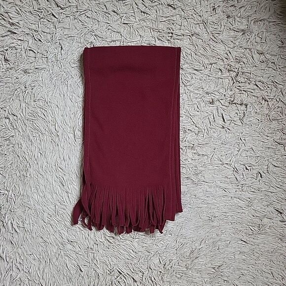 Burgundy Red Fleece Scarf Winter Fall Accessory Basics Classic Gorpcore Ski with - Picture 13 of 16